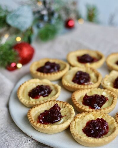 Cranberry and gruyere tartlets